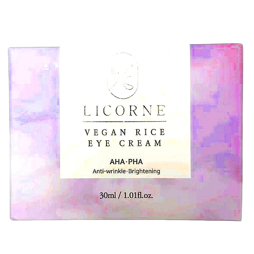 LICORNE Vegan Rice Eye Cream AHA-PHA Anti-Wrinkle Brightening 1.01 oz VEGAN Box